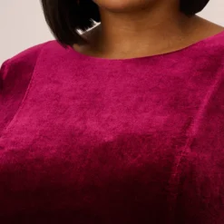 Adrianna Papell Plus Size Velvet Tie Front Midi Dress With Three Quarter Sleeves In Burgundy -Cheap Vesta Gleam Store AP1D104591 AC506 Plus Detail