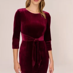 Adrianna Papell Velvet Tie Front Midi Dress With Three Quarter Sleeves In Burgundy -Cheap Vesta Gleam Store AP1D104591 AC506 Regular Detail 18c8b7ed ce6b 4bd8 8d2a 64298a9a4bfc
