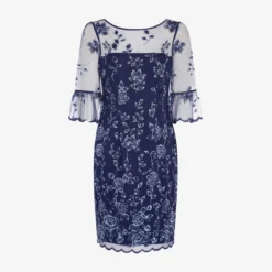 Adrianna Papell Floral Embroidered Sheath Dress With Scalloped Detail In Midnight Multi -Cheap Vesta Gleam Store AP1D104637 AE489 Regular Flat