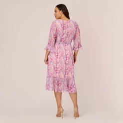 Adrianna Papell Plus Size Floral-Printed Chiffon Short Dress In Pink Multi -Cheap Vesta Gleam Store AP1D104650 AE970 Plus Back