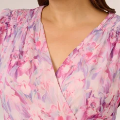 Adrianna Papell Plus Size Floral-Printed Chiffon Short Dress In Pink Multi -Cheap Vesta Gleam Store AP1D104650 AE970 Plus Detail