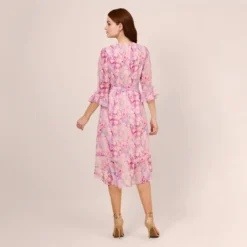 Adrianna Papell Floral-Printed Chiffon Short Dress In Pink Multi -Cheap Vesta Gleam Store AP1D104650 AE970 Regular Back