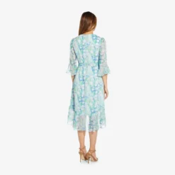 Adrianna Papell Floral-Printed Chiffon Short Dress In Blue Multi -Cheap Vesta Gleam Store AP1D104650 AA461 Regular Back