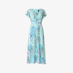 Adrianna Papell Floral-Print Fit-And-Flare Midi-Length Chiffon Dress In Light Blue Multi -Cheap Vesta Gleam Store AP1D104656 AB481 Regular Flat
