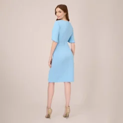 Adrianna Papell Pearl Embellished Knit Crepe Sheath Dress In Elegant Sky -Cheap Vesta Gleam Store AP1D104679 AC497 Regular Back