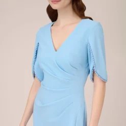 Adrianna Papell Pearl Embellished Knit Crepe Sheath Dress In Elegant Sky -Cheap Vesta Gleam Store AP1D104679 AC497 Regular Detail