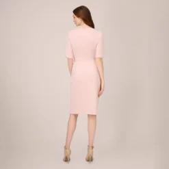 Adrianna Papell Pearl Embellished Knit Crepe Sheath Dress In Mellow Blush -Cheap Vesta Gleam Store AP1D104679 AE683 Regular Back