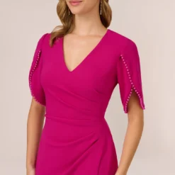 Adrianna Papell Pearl Embellished Knit Crepe Sheath Dress In Hot Orchid -Cheap Vesta Gleam Store AP1D104679 BA670 Regular Detail