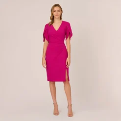 Adrianna Papell Pearl Embellished Knit Crepe Sheath Dress In Hot Orchid -Cheap Vesta Gleam Store AP1D104679 BA670 Regular Front