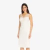 Adrianna Papell Floral Embroidered Midi-Length Sheath Dress In Ivory