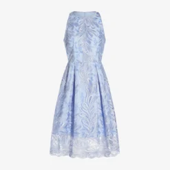 Adrianna Papell Embroidered Illusion Midi-Length Fit-And-Flare Dress In Light Peri -Cheap Vesta Gleam Store AP1D104723 AF496 Regular Flat
