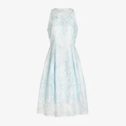 Adrianna Papell Embroidered Illusion Midi-Length Fit-And-Flare Dress In Opal -Cheap Vesta Gleam Store AP1D104723 AI498 Regular Flat