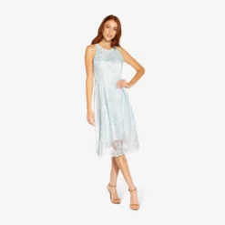 Adrianna Papell Embroidered Illusion Midi-Length Fit-And-Flare Dress In Opal -Cheap Vesta Gleam Store AP1D104723 AI498 Regular Side