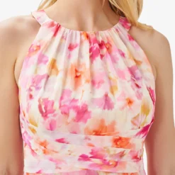 Adrianna Papell Floral-Print Chiffon Midi-Length Fit-And-Flare Halter Dress In Pink Multi -Cheap Vesta Gleam Store AP1D104726 AE970 Regular Detail