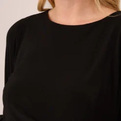 Adrianna Papell Plus Size Draped Jersey Short Sheath Dress With Bell Cuffs In Black -Cheap Vesta Gleam Store AP1D104729 AA002 Plus Detail