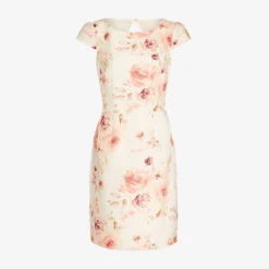 Adrianna Papell Floral-Print Jacquard Short Sheath Dress In Ivory Soft Coral -Cheap Vesta Gleam Store AP1D104735 AY686 Regular Flat
