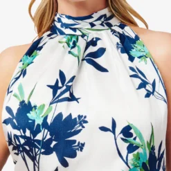 Adrianna Papell Plus Size Floral-Print Crepe Midi-Length Blouson Halter Dress In Ivory Multi -Cheap Vesta Gleam Store AP1D104753 AH170 Plus Detail