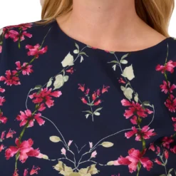 Adrianna Papell Plus Size Floral-Print Crepe Midi-Length Sheath Dress In Navy Multi -Cheap Vesta Gleam Store AP1D104781 AA980 Plus Detail