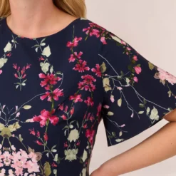 Adrianna Papell Plus Size Floral-Print Crepe Midi-Length Sheath Dress In Navy Multi -Cheap Vesta Gleam Store AP1D104781 AA980 Plus Lifestyle