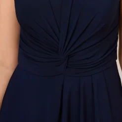 Adrianna Papell Stretch Jersey Twist-Front Jumpsuit With Overlay In Midnight -Cheap Vesta Gleam Store AP1D104835 AB411 Regular Detail