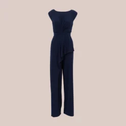 Adrianna Papell Stretch Jersey Twist-Front Jumpsuit With Overlay In Midnight -Cheap Vesta Gleam Store AP1D104835 AB411 Regular Flat