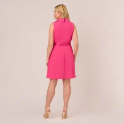 Adrianna Papell Plus Size Crepe Tuxedo Short Faux Wrap Dress In Cabaret Pink -Cheap Vesta Gleam Store AP1D104838 AN672 Plus Back