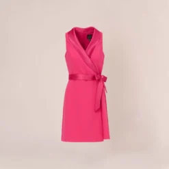 Adrianna Papell Plus Size Crepe Tuxedo Short Faux Wrap Dress In Cabaret Pink -Cheap Vesta Gleam Store AP1D104838 AN672 Plus Flat 4