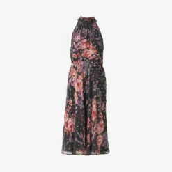 Adrianna Papell Floral-Print Chiffon Short Blouson Halter Dress In Black Multi -Cheap Vesta Gleam Store AP1D104879 AG963 Regular Flat