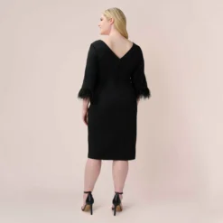 Adrianna Papell Plus Size Crepe Sheath Dress With V-Back And Feather-Trim Sleeves In Black -Cheap Vesta Gleam Store AP1D104892 AA002 Plus Back 7100c7db 9c69 4d6a b6ff f703456bd8b0