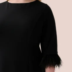 Adrianna Papell Plus Size Crepe Sheath Dress With V-Back And Feather-Trim Sleeves In Black -Cheap Vesta Gleam Store AP1D104892 AA002 Plus Detail 8aa460bc f344 4871 b5f8 4d1e8f1550fa