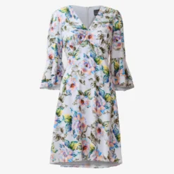 Adrianna Papell Floral-Print Stretch Chiffon Short Fit-And-Flare Dress In Grey Multi -Cheap Vesta Gleam Store AP1D104902 AF090 Regular Flat