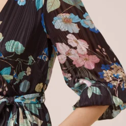 Adrianna Papell Floral Print Chiffon Short Faux Wrap Dress In Black Multi -Cheap Vesta Gleam Store AP1D104914 AA960 Regular Side