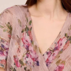 Adrianna Papell Floral-Print Metallic Crinkled Mesh Midi-Length Blouson Dress In Rose Multi -Cheap Vesta Gleam Store AP1D104919 AE590 Regular Side