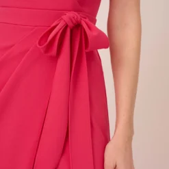 Adrianna Papell Stretch Knit Crepe Faux Wrap Wide Leg Jumpsuit With Overlay In Pink Lotus -Cheap Vesta Gleam Store AP1D104932 AG661 Regular Detail