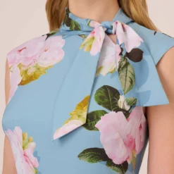 Adrianna Papell Floral Print Crepe De Chine Midi-Length Dress In Blue Multi -Cheap Vesta Gleam Store AP1D104960 AA461 Regular Detail