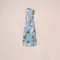 Adrianna Papell Floral Print Crepe De Chine Midi-Length Dress In Blue Multi -Cheap Vesta Gleam Store AP1D104960 AA461 Regular Flat