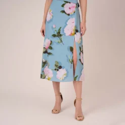Adrianna Papell Floral Print Crepe De Chine Midi-Length Dress In Blue Multi -Cheap Vesta Gleam Store AP1D104960 AA461 Regular Lifestyle