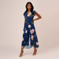 Adrianna Papell Floral Print Chiffon Cropped Jumpsuit In Navy Multi -Cheap Vesta Gleam Store AP1D104961 AA980 Regular Default 5fe4f16e 3ef1 4e7b abc4 e80e859783ea