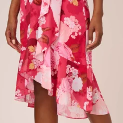 Adrianna Papell Floral Print Smocked Chiffon Short Dress In Pink Multi -Cheap Vesta Gleam Store AP1D104963 AE970 Regular Lifestyle