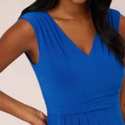 Adrianna Papell Stretch Matte Jersey Draped Asymmetrical Short Dress In Rich Royal -Cheap Vesta Gleam Store AP1D104971 AI402 Regular Detail