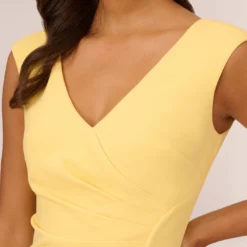 Adrianna Papell Crepe Sheath Dress With Draped Details In Warm Sun -Cheap Vesta Gleam Store AP1D104973 AC746 Regular Detail