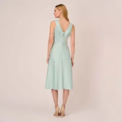 Adrianna Papell Satin Crepe Midi-Length Fit-And-Flare Halter Dress In Mint Smoke -Cheap Vesta Gleam Store AP1D104976 AH484 Regular Back