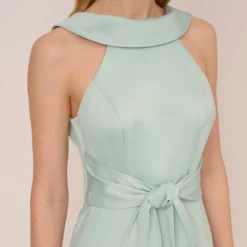 Adrianna Papell Satin Crepe Midi-Length Fit-And-Flare Halter Dress In Mint Smoke -Cheap Vesta Gleam Store AP1D104976 AH484 Regular Detail