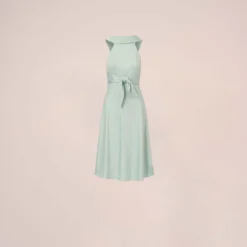 Adrianna Papell Satin Crepe Midi-Length Fit-And-Flare Halter Dress In Mint Smoke -Cheap Vesta Gleam Store AP1D104976 AH484 Regular Flat