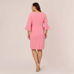 Adrianna Papell Plus Size Stretch Knit Crepe Tie-Front Midi-Length Sheath Dress In Faded Rose -Cheap Vesta Gleam Store AP1D104978 AK660 Plus Back