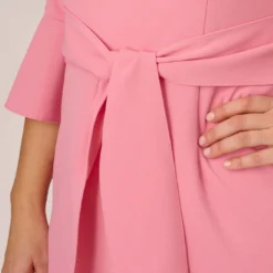 Adrianna Papell Plus Size Stretch Knit Crepe Tie-Front Midi-Length Sheath Dress In Faded Rose -Cheap Vesta Gleam Store AP1D104978 AK660 Plus Lifestyle