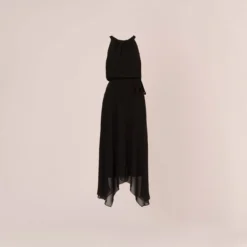 Adrianna Papell Halter Jumpsuit With Chiffon Overlay Skirt In Black -Cheap Vesta Gleam Store AP1D104983 AA002 Regular Flat