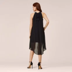 Adrianna Papell Chiffon And Stretch Jersey Short Pull On Dress With Ruffle In Black -Cheap Vesta Gleam Store AP1D104984 AA002 Regular Back