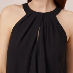 Adrianna Papell Chiffon And Stretch Jersey Short Pull On Dress With Ruffle In Black -Cheap Vesta Gleam Store AP1D104984 AA002 Regular Side