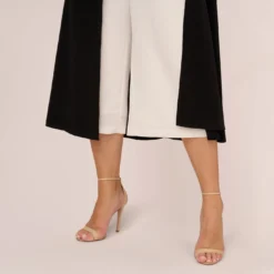 Adrianna Papell Plus Size Colorblock Matte Crepe Cropped Jumpsuit With Skirt Overlay In Black Ivory -Cheap Vesta Gleam Store AP1D104987 AA019 Plus Lifestyle